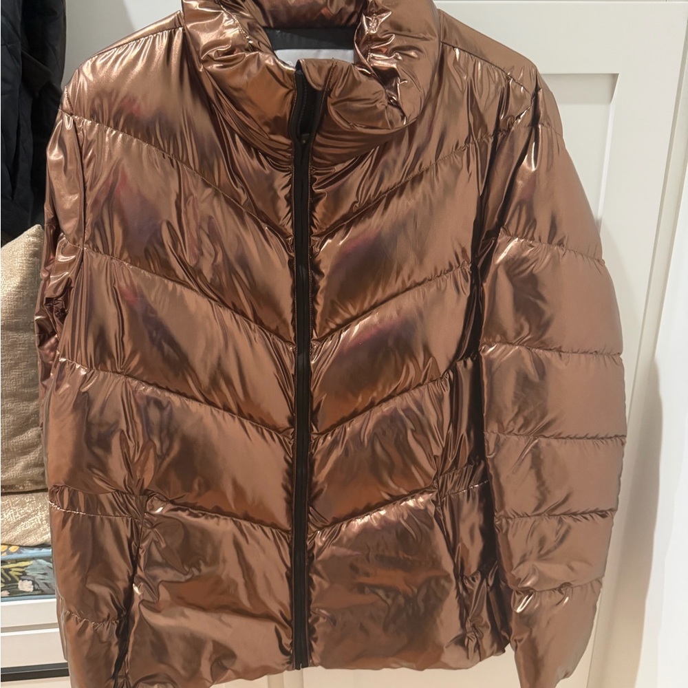 Athleta Shiny Copper Puffer Jacket